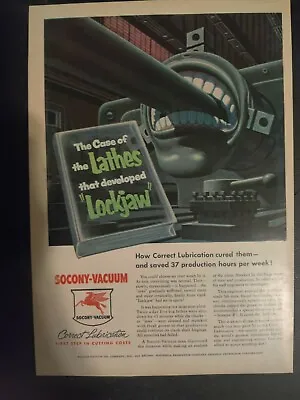 $5 • Buy Socony-Vacuum Oil Ad 1954 Lathe Lubrication Vintage Magazine Print