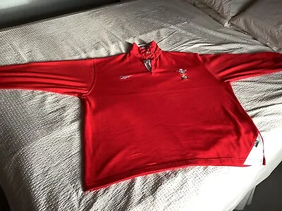 Vintage Wales Rugby Union Shirt Red 1998 Home Long Sleeve Reebok Size 50/52 • £14.99