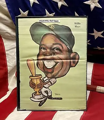 Vintage 1969 Willie Mays Cartoon Portrait Print Tasco Baseball Poster Caricature • $80.75