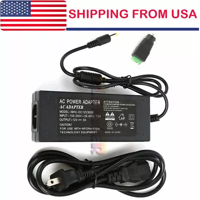 $8.49 • Buy US Plug Adapter AC 100-240V To DC 12V 3A Power Supply For 3528 5050 Strip LED