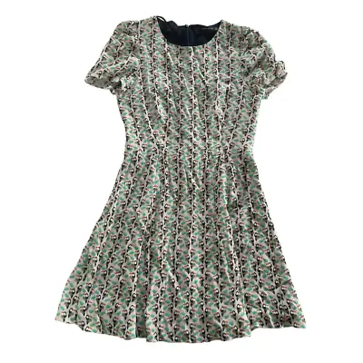 Zara Dress Women X Small Cream Tucan Bird Print Short Sleeve Round Neck Mini • £15.67