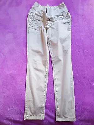 H&M Mama Maternity Size 14/EUR 42 Over Bump Chimos Trousers L31  - Cream • £9.50