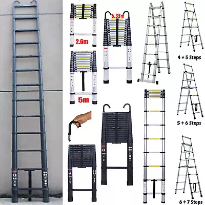 Heavy Duty 8.5-20.7FT Folding Multi Purpose Telescopic Extension Ladder Aluminum • $39.10