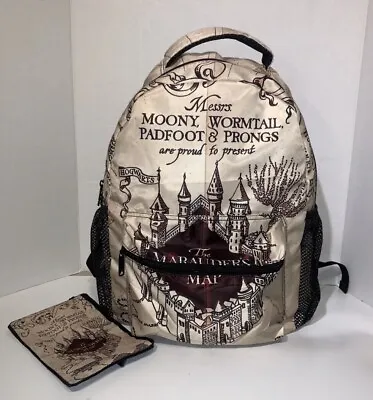 Harry Potter  Backpack The Marauder's Map All Over Print 7 Pocket Large ~NICE • $21