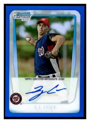 A.J. Cole 2011  Bowman Chrome /150  Prospect Autographs Blue Refractor • $9.99