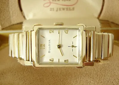 Vintage Bulova 'Warwick' Men's Watch C1953 Serviced Original Box & Band • $190