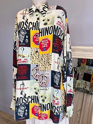  Vintage 90s Moschino  No To Rascism  Shirt Unisex RARE Fashion Item Size S • $382.11