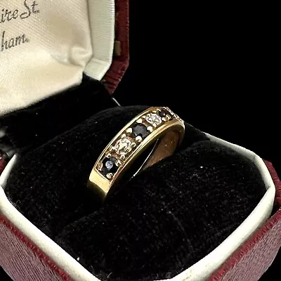 Antique Vintage Deco Retro 10k Yellow Gold Sapphire Diamond Ring S 2.5 1.7g • $66
