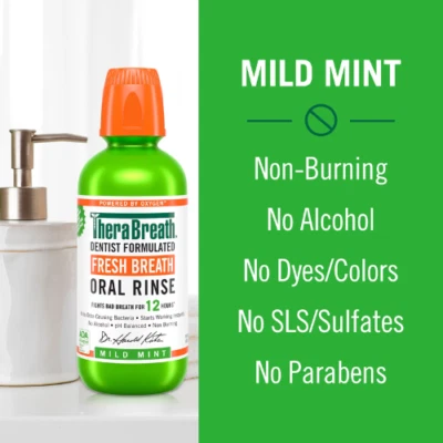$14 • Buy NEW TheraBreath Fresh Breath Mouthwash, Mild Mint, Alcohol-Free, 16 Fl Oz