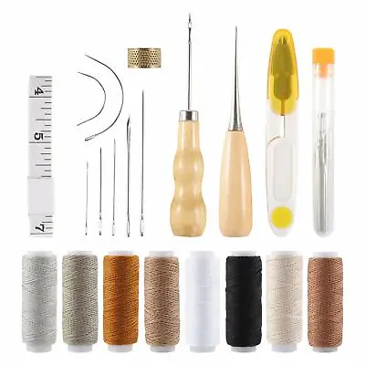 29Pcs Leather Repair Kit With Upholstery Needles ThreadTape Measure Drilling • £6.99