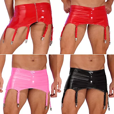 US Men Mini Skirts Metallic Mens Underwear Warrior Kilt Underwear Wetlook Sexy • $16.09