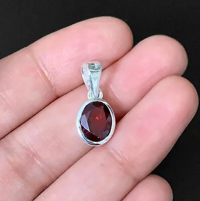 £11.99 • Buy Oval Red Garnet Sterling 925 Silver Pendant Necklace Ladies Jewellery Gift Boxed