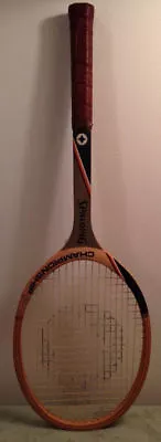 Vintage Spalding Championship Tennis Racket Black Brown Ball Net Court Athlete • $14.95