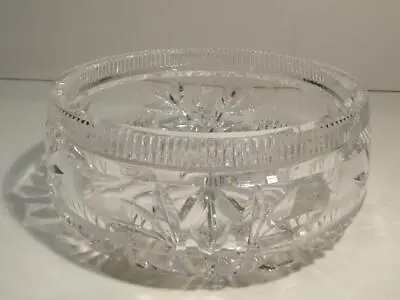 Antique/Vintage Brilliant Period Cut Glass Crystal Flower Design Bowl Heavy Bowl • $25