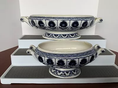 Pair Of 1902 Mintons Blue On White 'China Aster' Unlidded  SoupTureens • £69.99