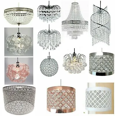 Modern Chandelier Acrylic Crystal Light Shades Droplet Ceiling Lampshade Pendant • £15.79