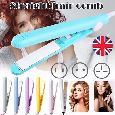 2-in-1 Ceramic Mini Hair Curler Portable Straightener Tourmaline Iron Heating UK • £6.29