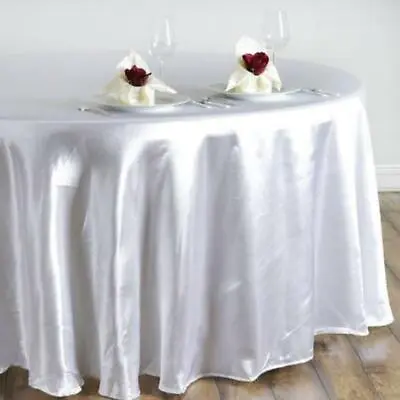 $16.50 • Buy 108-Inch ROUND SATIN TABLECLOTH Dinner Wedding Party Linens Decorations Sale