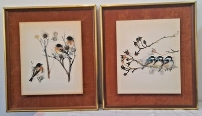 £36 • Buy Set Of Two Mads Stage's (Danish) Vintage Water Colour Signed 'Birds' Artworks