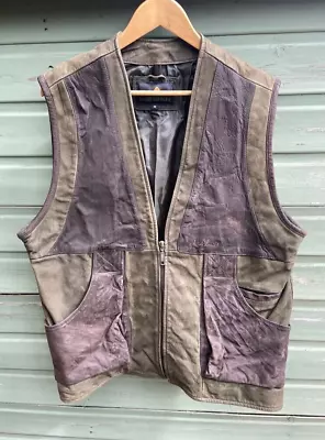 Laksen Leather Shooting Hunting Vest Gillet Two-tone Brown - Superb - Size UK M • £89.99