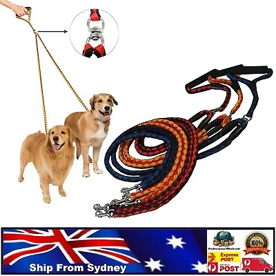 $20.50 • Buy Duplex Double Dog Coupler Twin Lead Rope For 2 Way Two Pet Dogs Walking Leash