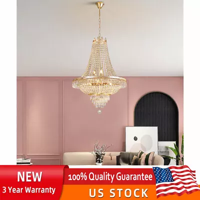 Vintage French Empire Chandelier Luxury Large Foyer Crystal Ceiling Light Height • $162.90