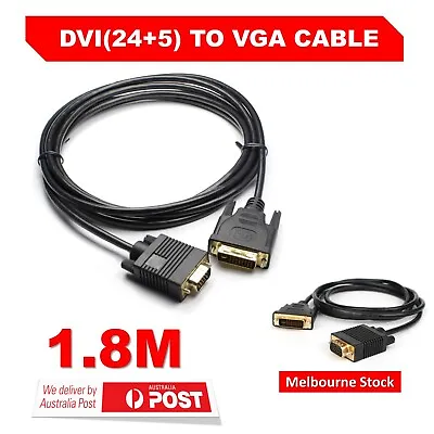 $9.95 • Buy 1.8M DVI-I Dual Link (24+5) Male To VGA Cable Cord Male Video Monitor Adapter PC