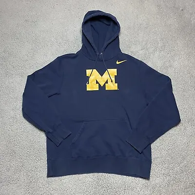 Vintage Nike Michigan Wolverines Hoodie Sweatshirt Men’s Size L Maize Blue Y2k • $26.95