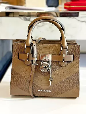 Michael Kors Hamilton Small Satchel Signature MK Crossbody Bag In Dusk Multi • $145