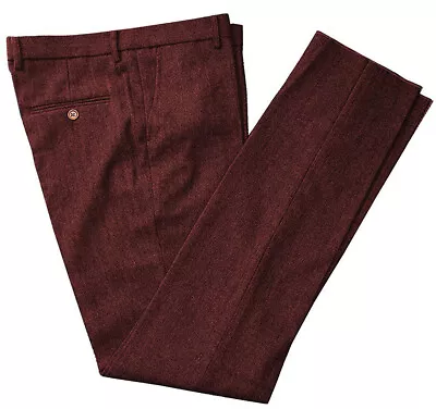 Vintage Mens Pants Tweed Herringbone Straight Pants Wool Blend Tweed Custom Made • $45.49