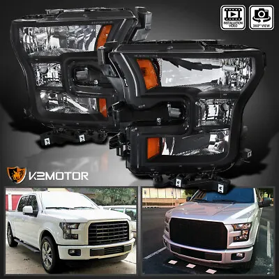 Black Fits 2015-2017 Ford F150 F-150 Headlights Head Lamps Left+Right Pair 15-17 • $104.38