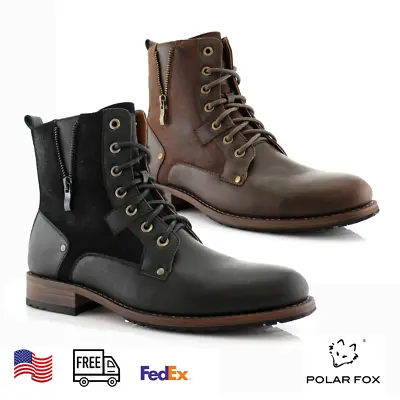 Polar Fox Men's Casual Suede Zipper Combat Motorcycle Formal Hiking Dress Boots • $59.99