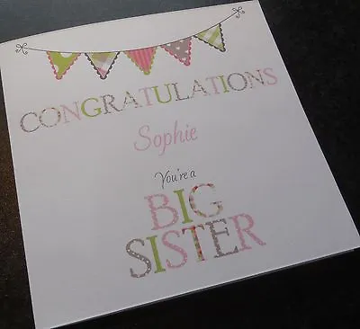 Personalised Handmade New Big Sister / Brother Card - Your Baby -Congratulations • £2.95