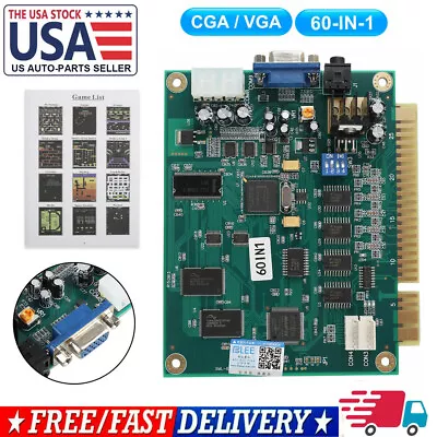 New 60 IN 1 Multicade PCB Board CGA/VGA Output For Classic Jamma Arcade Game US • $37.99