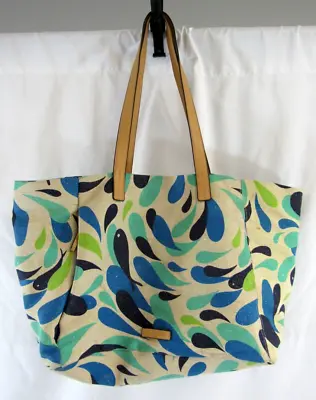 Vera Bradley Canvas Tote Beach Bag W/ All Over Fish Whale Water Print • $26.99