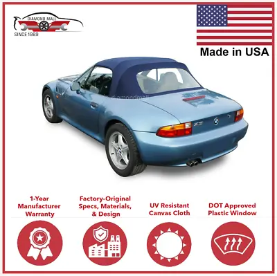 Fits BMW Z3 1996-2002 Convertible Soft Top With Plastic Window Blue Canvas Cloth • $386.10