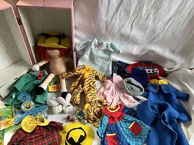 Madeline Doll 15  Plush Huge Lot Vtg Carrying Case School Outfits Hangers Tags • $57.24