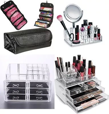 £6.99 • Buy Cosmetic Organizer Mirror Make Up Drawers Holder Jewelry Case Box Storage Tray