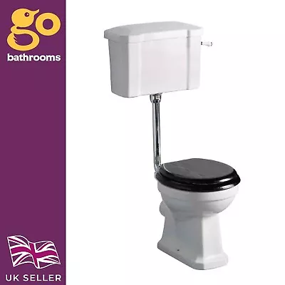 Traditional Toilet Pan Chrome Low Level Pipe Pack & Eco Dual Flush | Cambridge • £285