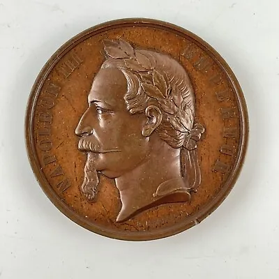 Napoleon III Bronze Medal Medallion 57mm Merley Picault 1860 91g • £145