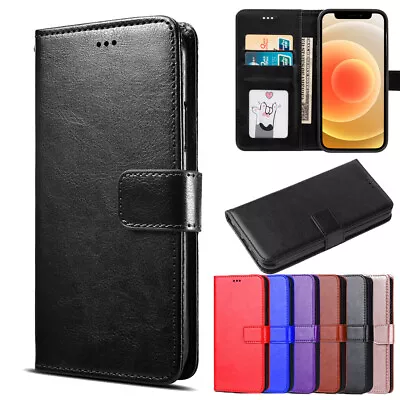 For IPhone 15 14 13 12 11 Pro Max Mini XS XR Leather Flip Wallet Case Card Cover • $9.99