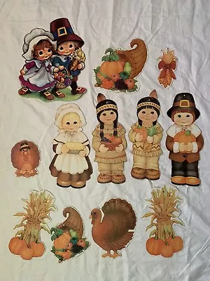 Vintage Lot Of 12 Die Cut Thanksgiving￼ Decorations • $16