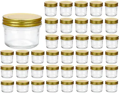 $49.99 • Buy 4 Oz Clear Glass Jars With Lids(Golden),Small Spice Jars For Herb,Jelly,Jams,Wid