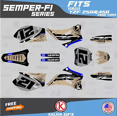 Graphics Kit For Yamaha YZ250F YZ450F (2006-2009) YZ 450F Semper Fi-Desert Blue • $108.99