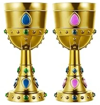 His Her Medieval Plastic Jewel Goblet Princess Prince Pirate Dragon Royal Party • $13.69