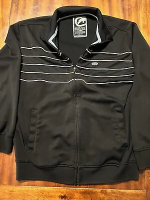 Ecko Unltd Jacket Men Large Black Full Zip Track Coat Stripes Warmup Hip Hop  • $25