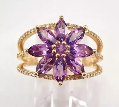 Amethyst Engagement Wedding Band Ring Yellow Gold Plated 2 Carat Lab Created • $150.14