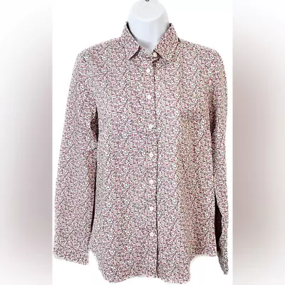 J Crew The Perfect Shirt Small Pink Abstract Dots Printed Button Up Long Sleeve • $19.99