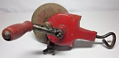 Hand Cranked Sharpener Grinder Antique. All Original Stone & Paint. Excel Condit • £45