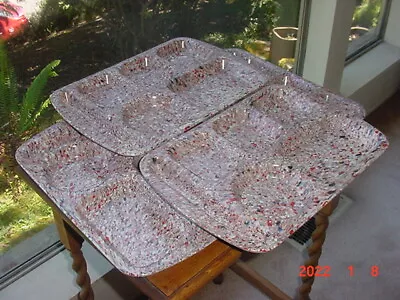 Set 4 Vintage Continental Carlisle Melmac Confetti Splatter Divided Trays • $35.95